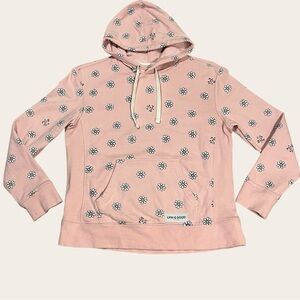 Life Is Good Vintage Daisy Pattern Simply True Fleece Hoodie